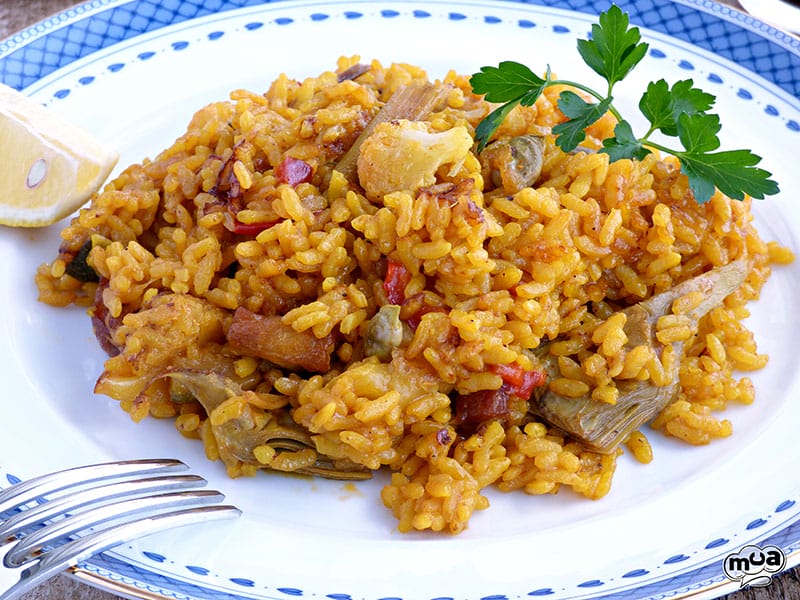 Arroz con magro y verduras