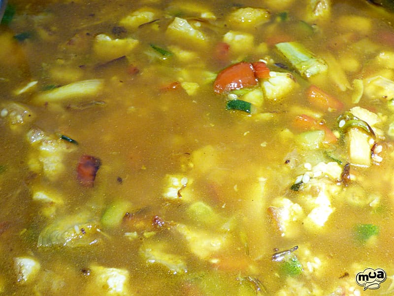 Arroz con magro y verduras