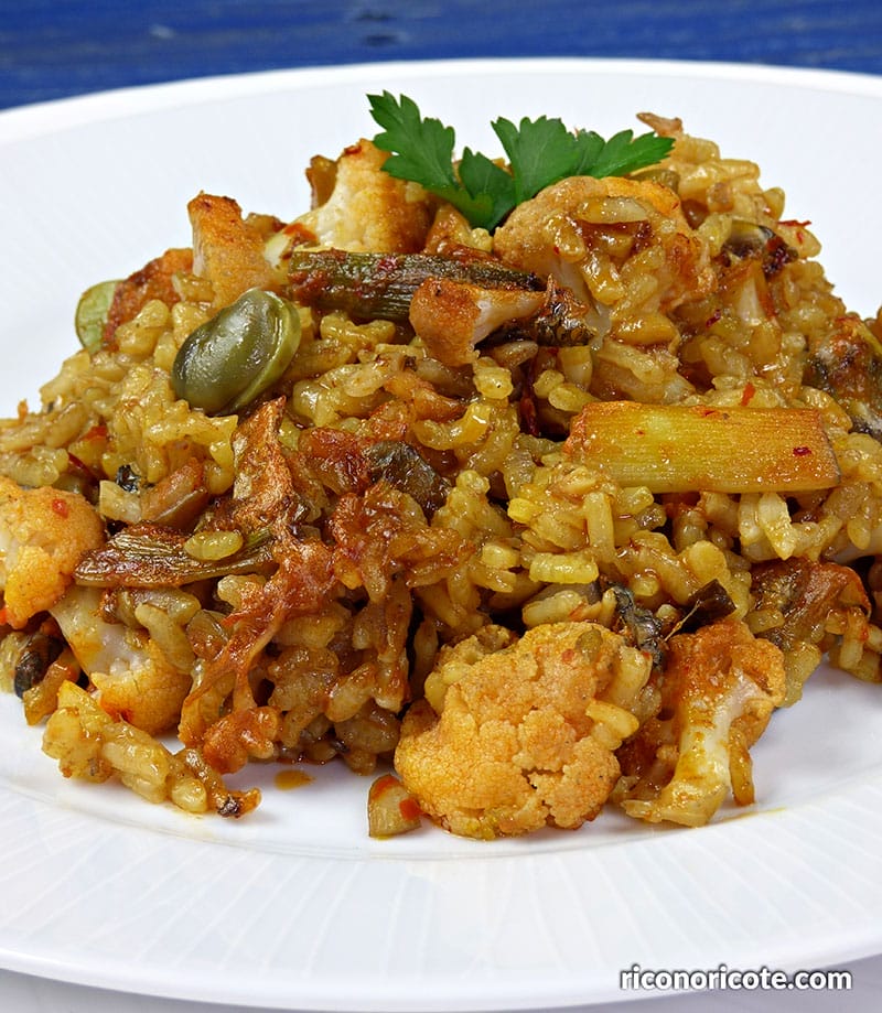 Arroz con coliflor y bacalao